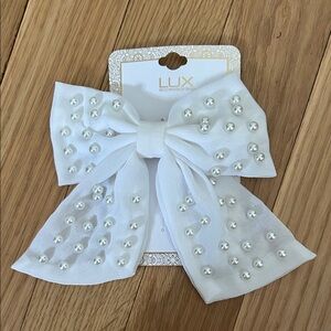 Lux White Crystal-Studded Hair Bow
